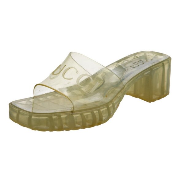 Gucci Shoes - Authentic Gucci Transparent Rubber Block Heel Slides Sandals EU 37 US 7